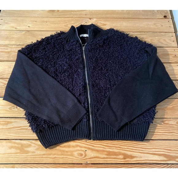 Topshop Jackets & Blazers - NEW Topshop Full Zip Fuzzy Jacket Size 12 Women’s Black